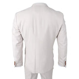 Mayfair - Terno masculino de 3 peças creme com colete azul-marinho