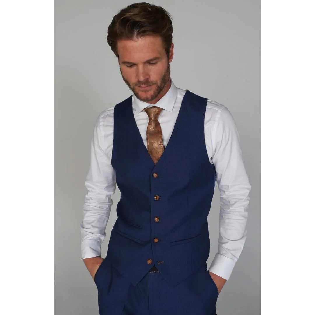 Colete masculino azul liso Mayfair