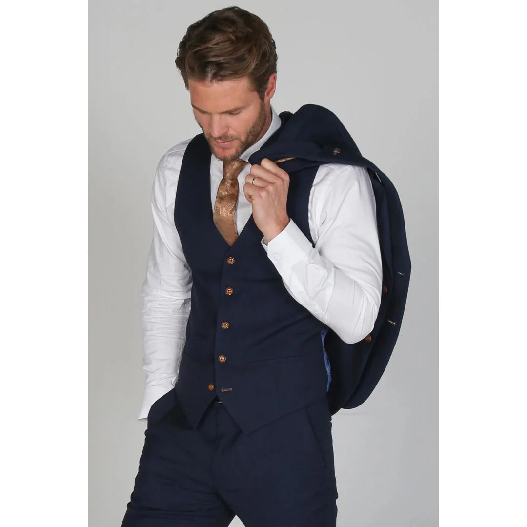 Colete masculino liso azul-marinho Mayfair