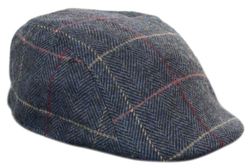 Boné masculino Marc Darcy Eton em tweed vintage retrô, estilo avô, com estampa xadrez Peaky Blinders.
