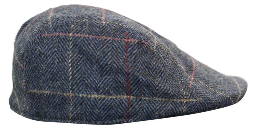 Boné masculino Marc Darcy Eton em tweed vintage retrô, estilo avô, com estampa xadrez Peaky Blinders.