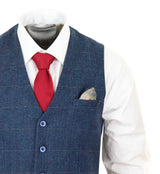 Colete masculino azul xadrez em tweed - Cavani Carnegi