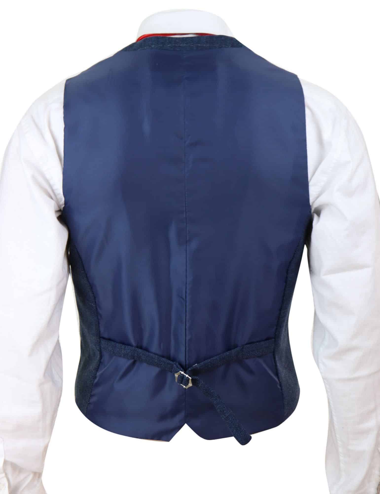 Colete masculino azul xadrez em tweed - Cavani Carnegi