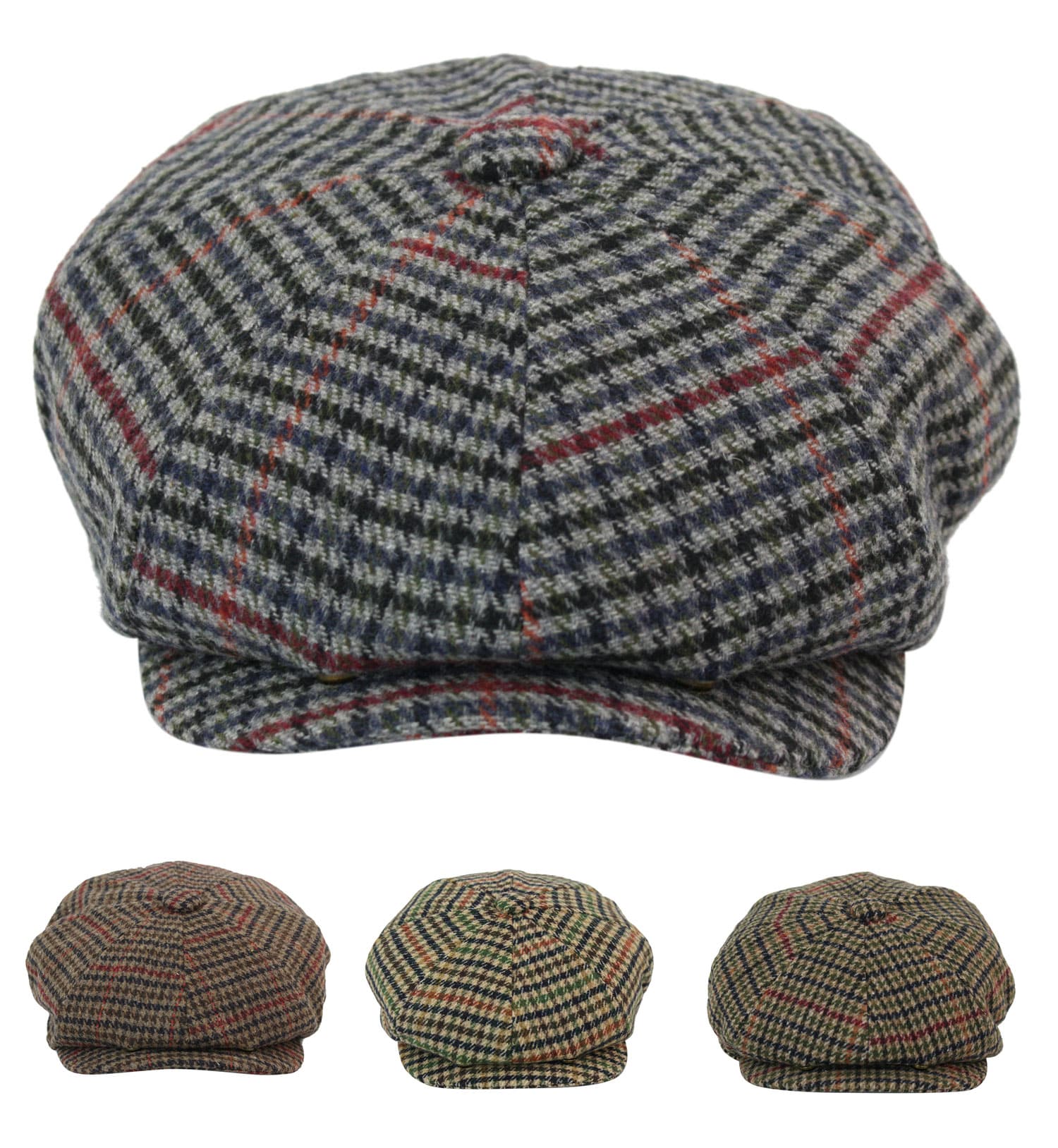 Boina masculina clássica xadrez estilo jornaleiro