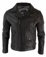 Jaqueta masculina Timber Biker em couro legítimo vintage, lavagem marrom, preta, bordô e azul, com zíper cruzado, estilo retrô casual - marrom Zulu