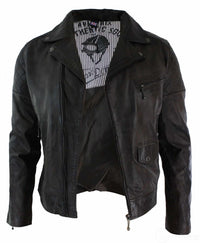 Jaqueta masculina Timber Biker em couro legítimo vintage, lavagem marrom, preta, bordô e azul, com zíper cruzado, estilo retrô casual - marrom Zulu
