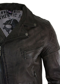 Jaqueta masculina Timber Biker em couro legítimo vintage, lavagem marrom, preta, bordô e azul, com zíper cruzado, estilo retrô casual - marrom Zulu