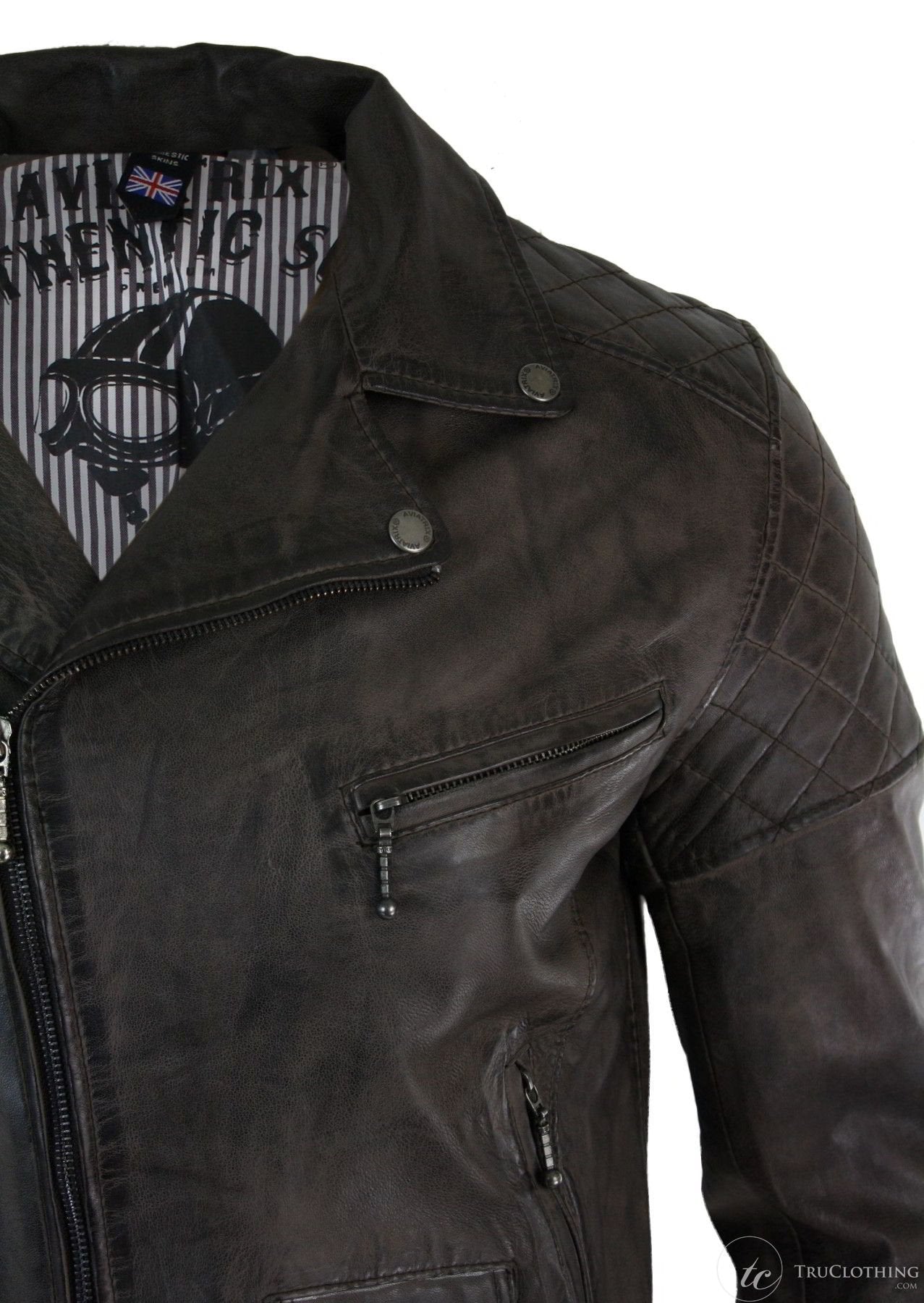 Jaqueta masculina Timber Biker em couro legítimo vintage, lavagem marrom, preta, bordô e azul, com zíper cruzado, estilo retrô casual - marrom Zulu