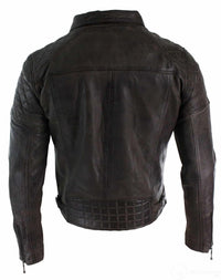 Jaqueta masculina Timber Biker em couro legítimo vintage, lavagem marrom, preta, bordô e azul, com zíper cruzado, estilo retrô casual - marrom Zulu