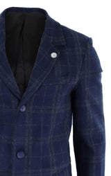 Sobretudo masculino 3/4 de lã - Azul