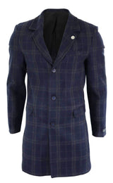 Sobretudo masculino 3/4 de lã - Azul