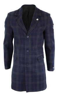 Sobretudo masculino 3/4 de lã - Azul