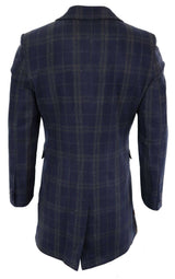 Sobretudo masculino 3/4 de lã - Azul