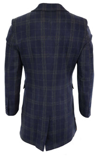 Sobretudo masculino 3/4 de lã - Azul