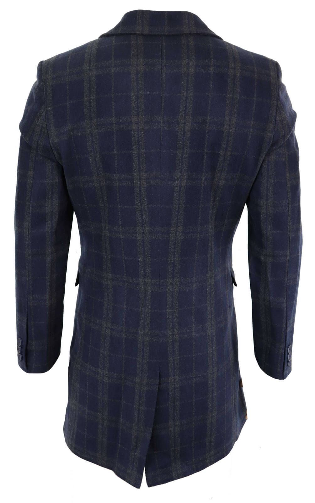 Sobretudo masculino 3/4 de lã - Azul