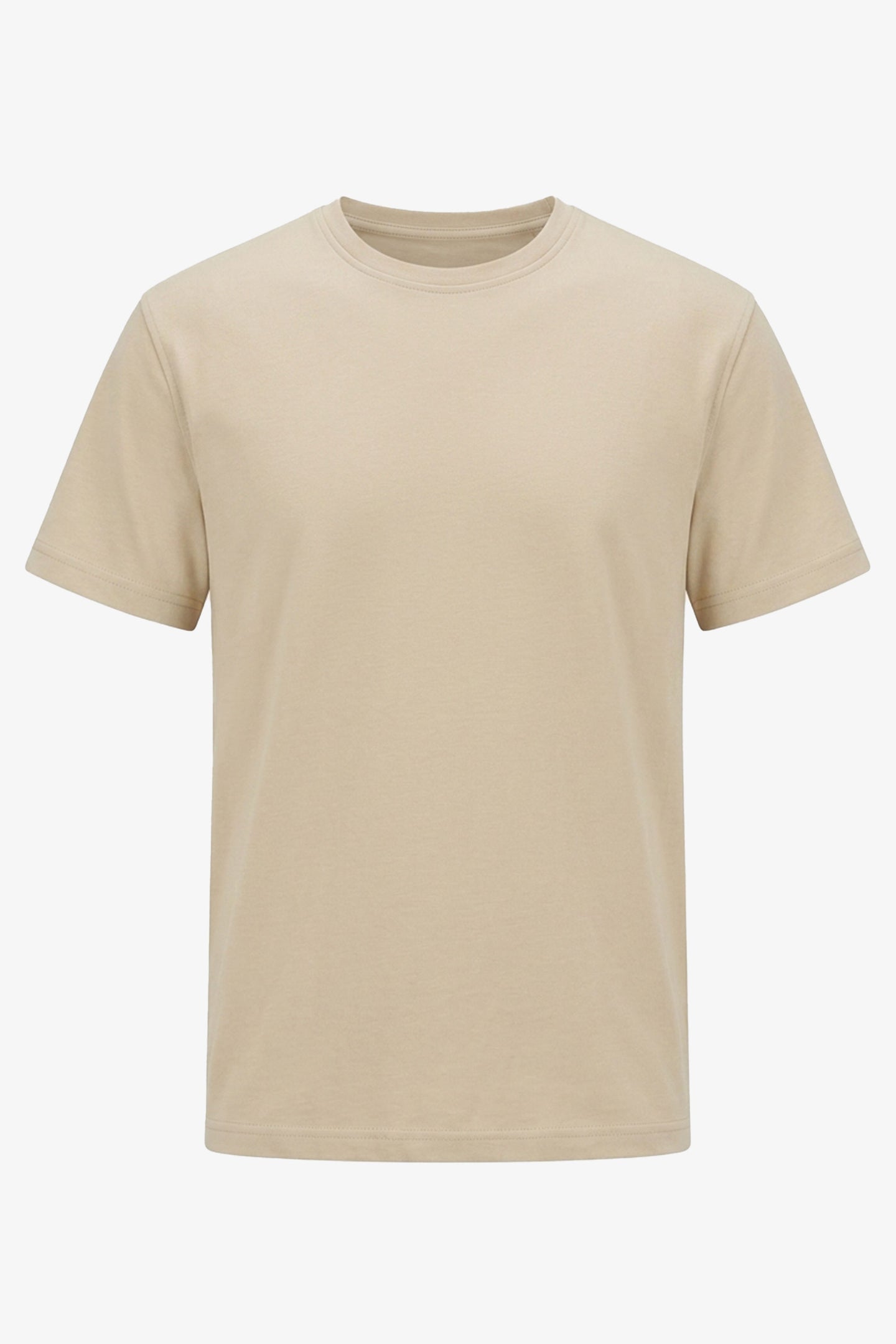 Camiseta masculina clássica bege em mistura de algodão