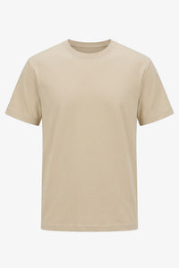Camiseta masculina clássica bege em mistura de algodão