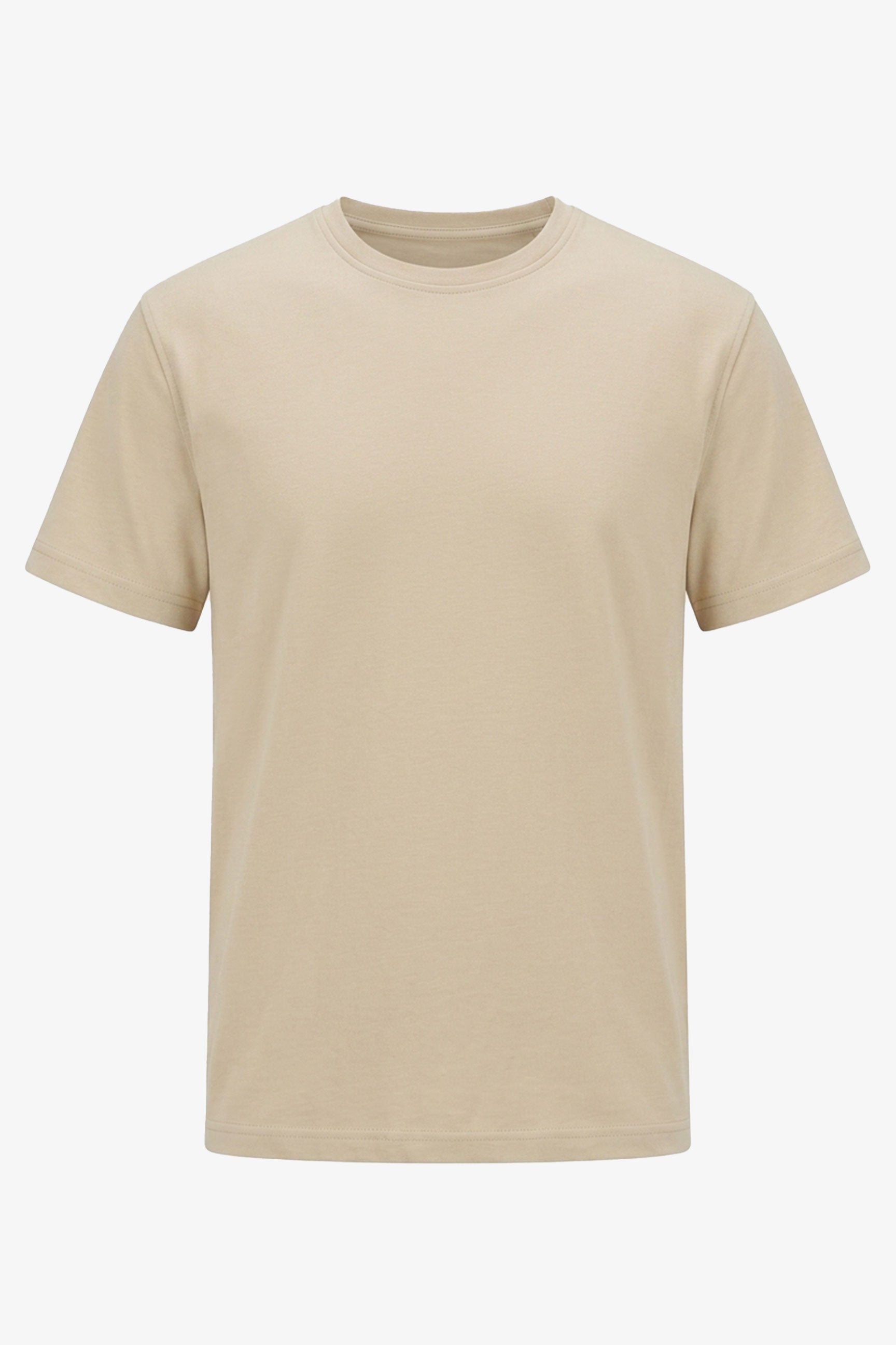 Camiseta masculina clássica bege em mistura de algodão