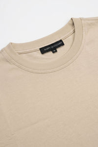 Camiseta masculina clássica bege em mistura de algodão