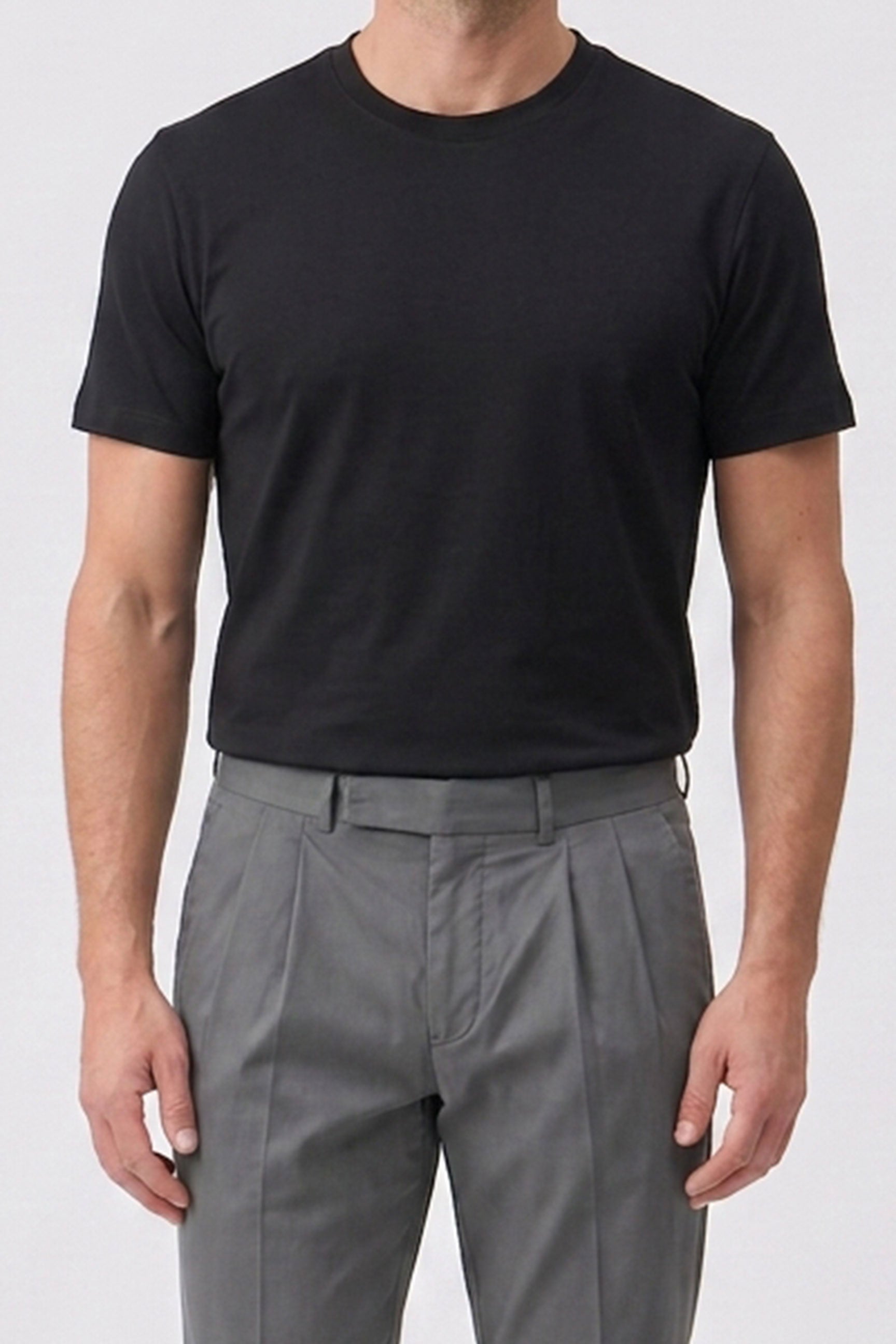 Camiseta masculina preta clássica em mistura de algodão