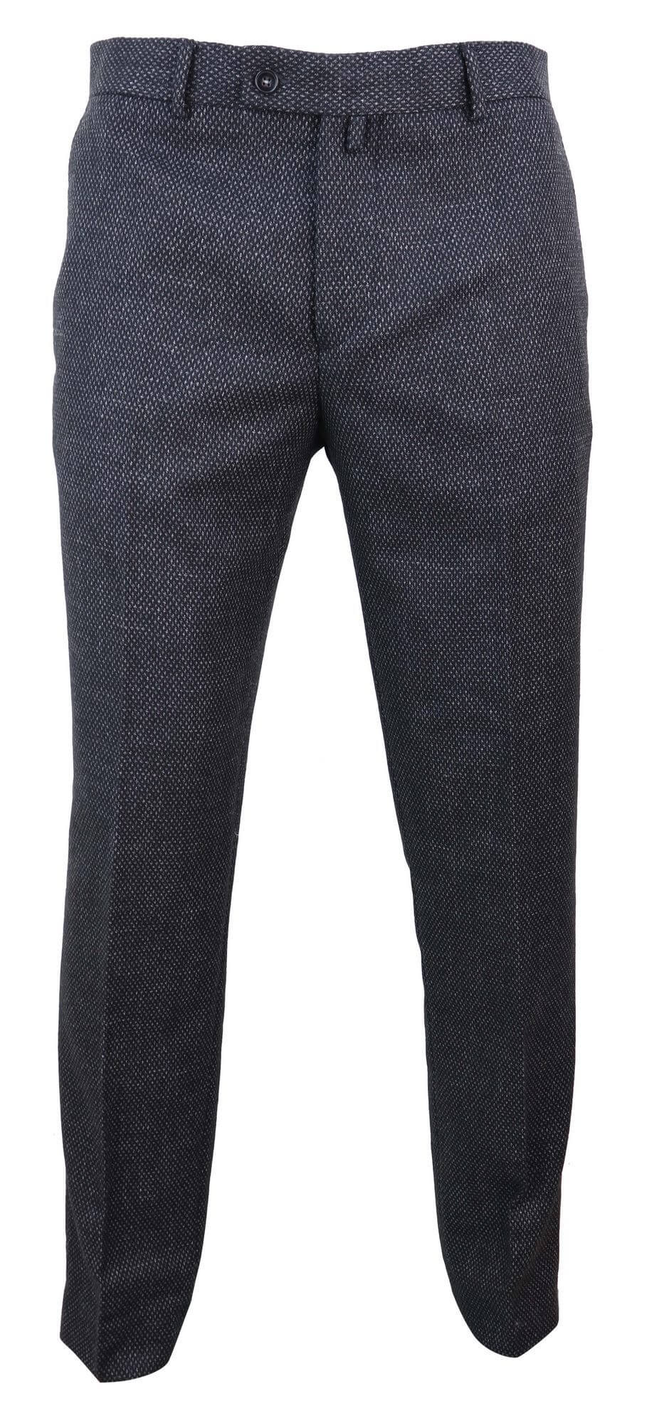 Calças masculinas vintage em tweed preto - STZ14