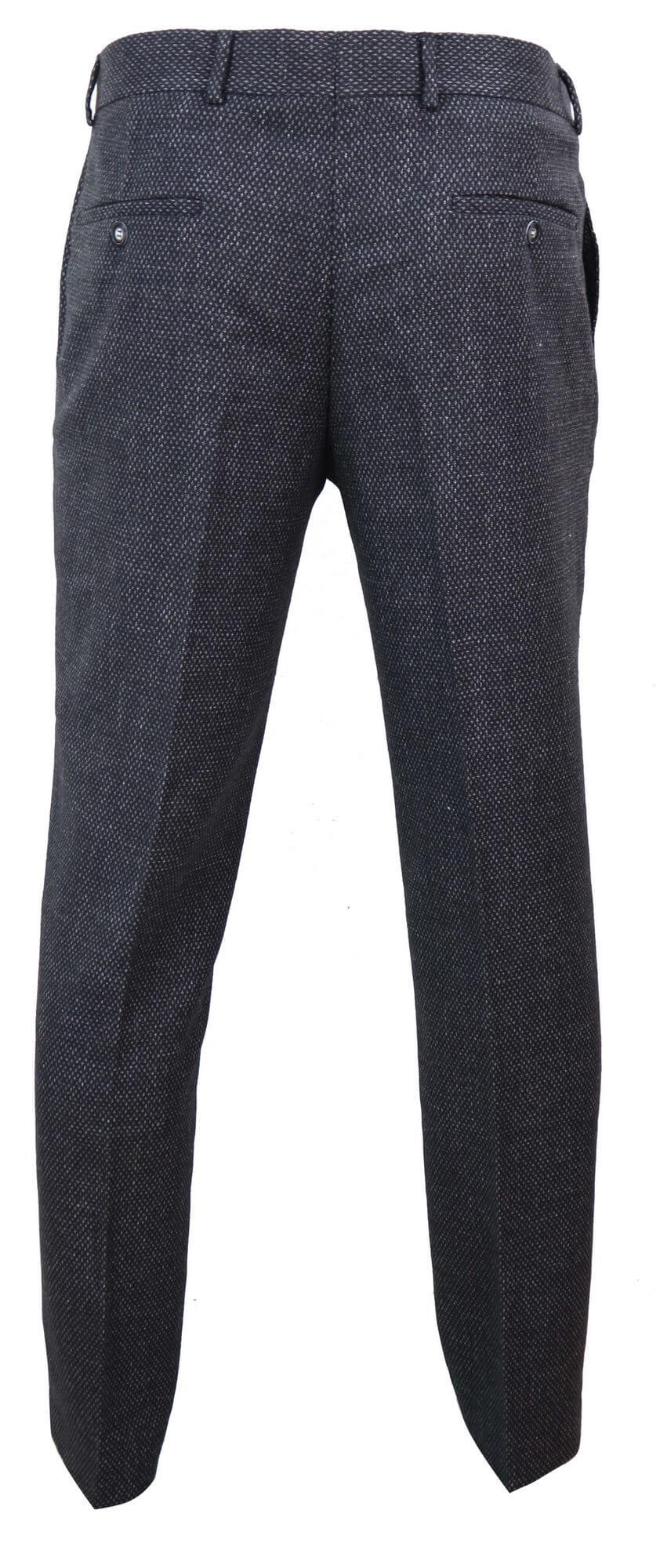 Calças masculinas vintage em tweed preto - STZ14