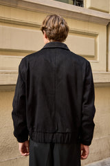 Jaqueta Bomber Masculina Preta Utilitária Leve Acolchoada com Zíper