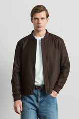 Jaqueta Bomber Masculina Marrom Minimalista e Elegante