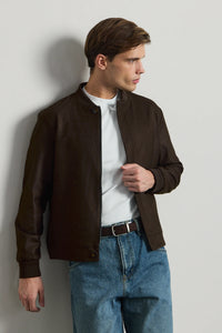 Jaqueta Bomber Masculina Marrom Minimalista e Elegante