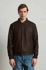 Jaqueta Bomber Masculina Marrom Minimalista e Elegante