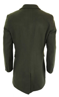 Sobretudo longo clássico masculino em lã - Verde Oliva