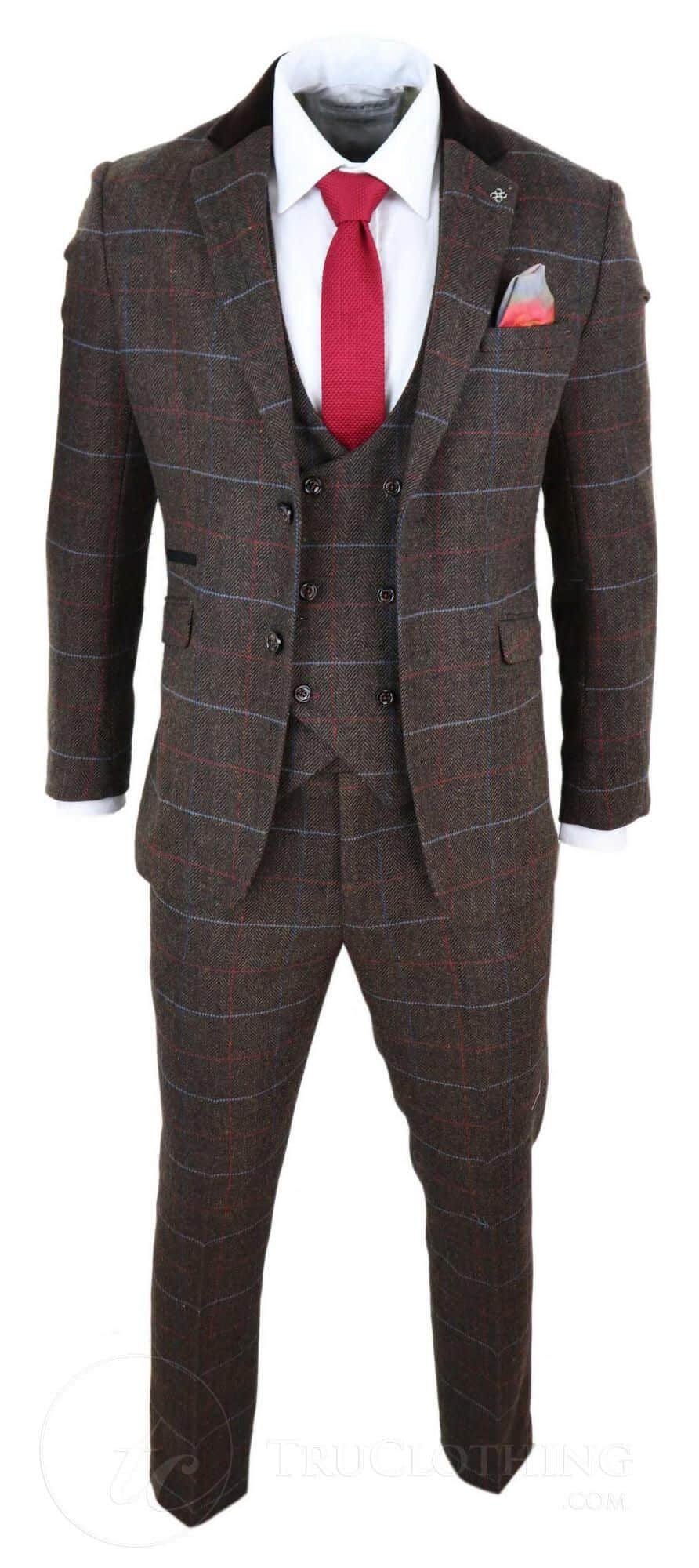 Terno masculino de tweed marrom escuro - Cavani Tommy