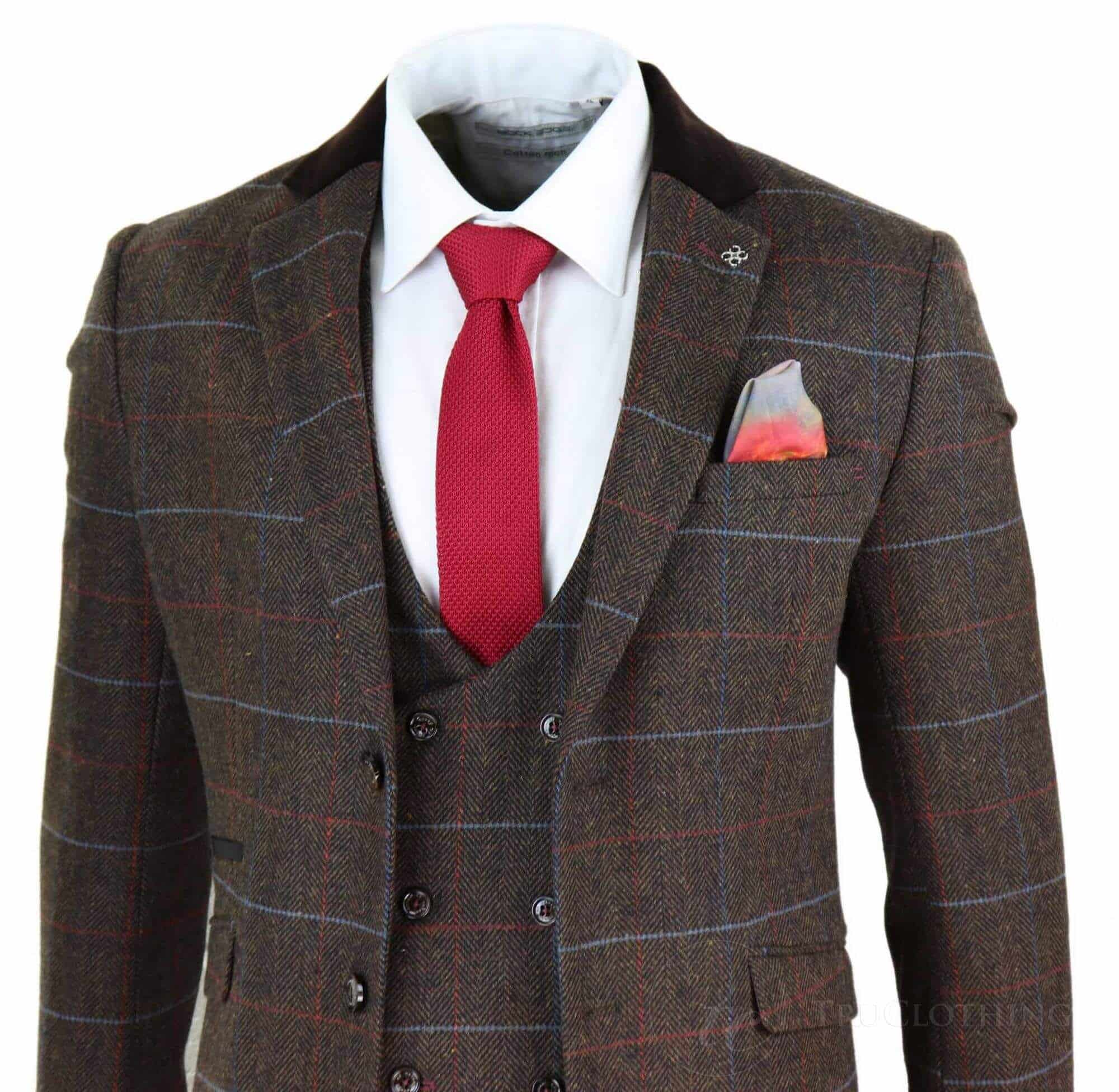 Terno masculino de tweed marrom escuro - Cavani Tommy