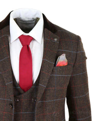 Terno masculino de tweed marrom escuro - Cavani Tommy