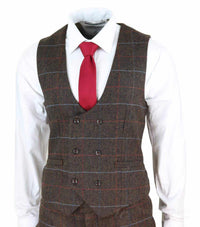 Terno masculino de tweed marrom escuro - Cavani Tommy