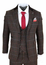 Terno masculino de tweed marrom escuro - Cavani Tommy
