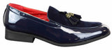 Mocassins masculinos em couro sintético envernizado e camurça