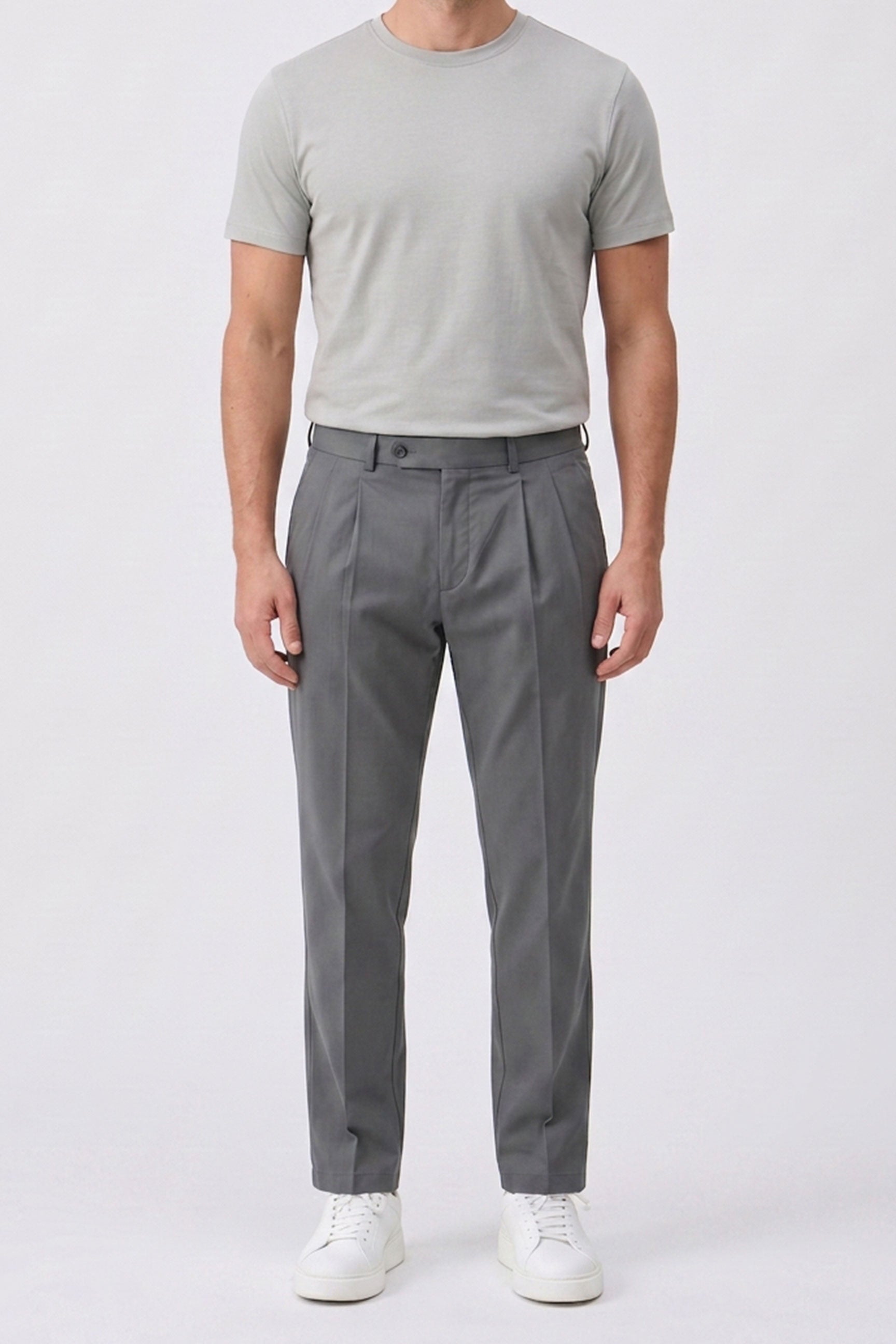 Camiseta masculina clássica cinza em mistura de algodão