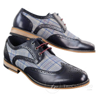 Sapatos masculinos vintage em couro e tweed - Cavani Oslo