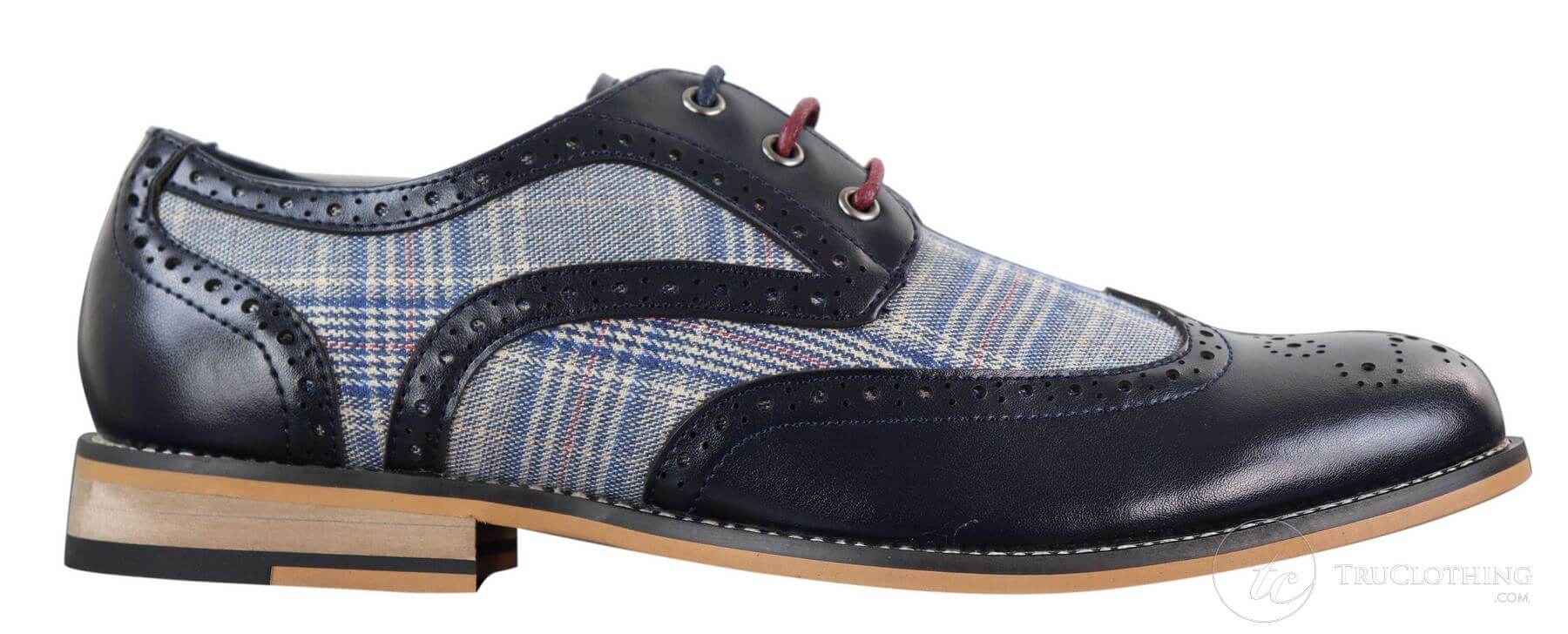 Sapatos masculinos vintage em couro e tweed - Cavani Oslo