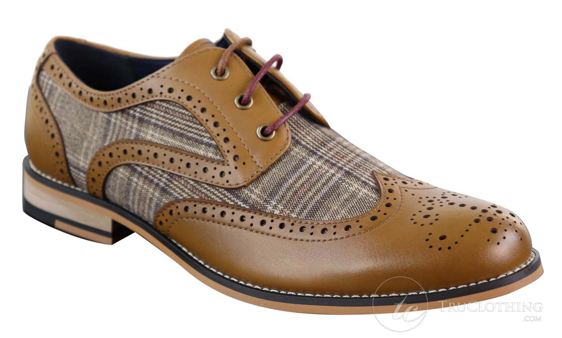 Sapatos masculinos vintage em couro e tweed - Cavani Oslo