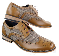 Sapatos masculinos vintage em couro e tweed - Cavani Oslo