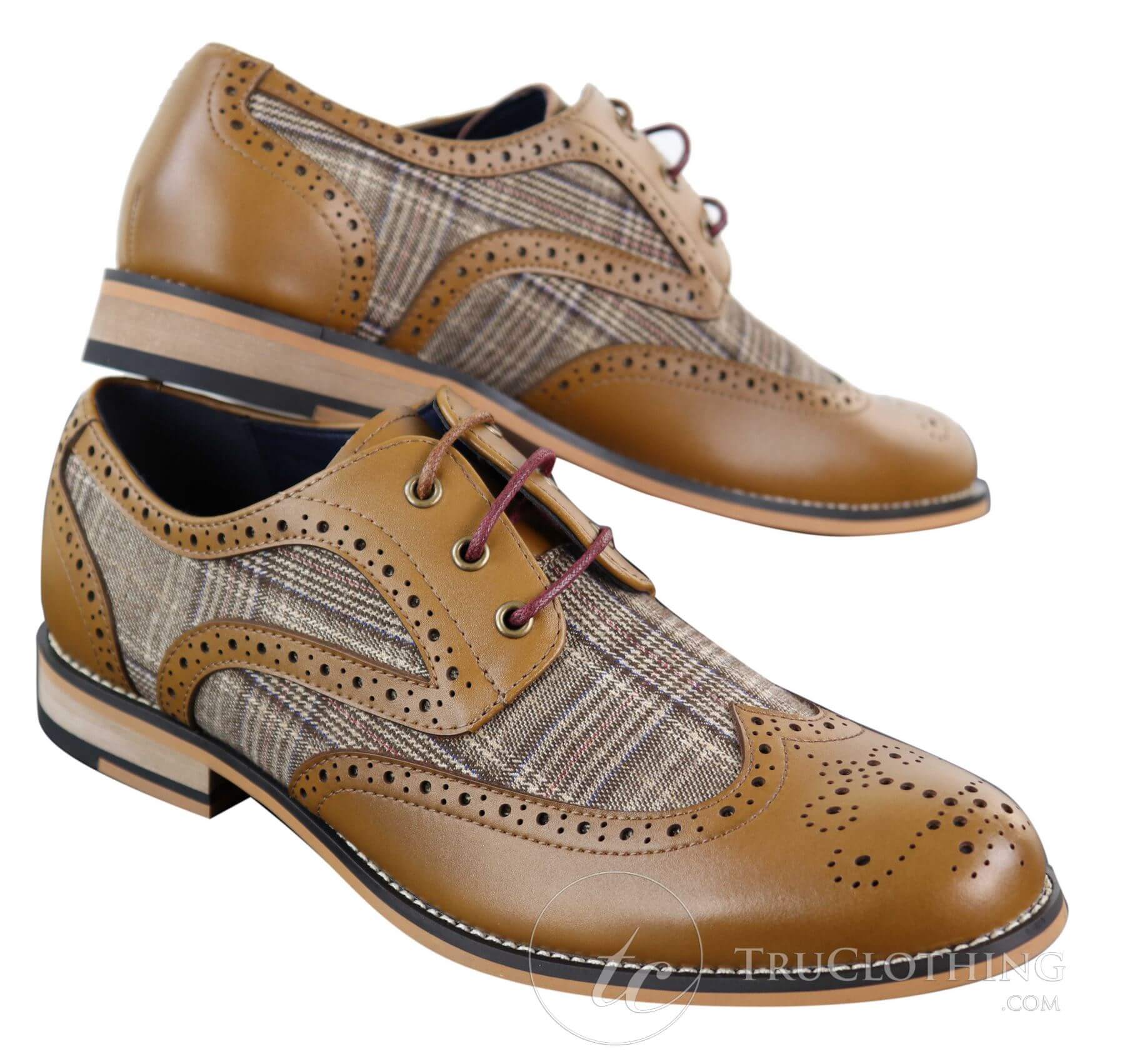 Sapatos masculinos vintage em couro e tweed - Cavani Oslo