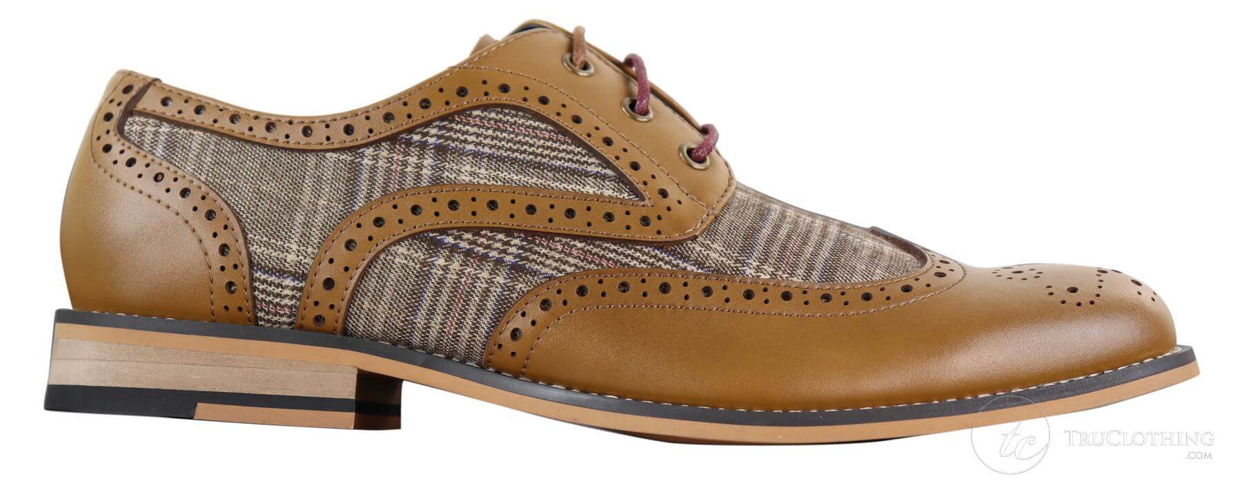 Sapatos masculinos vintage em couro e tweed - Cavani Oslo