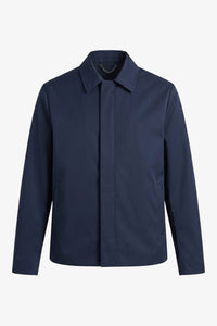 Jaqueta Harrington impermeável masculina azul marinho com gola