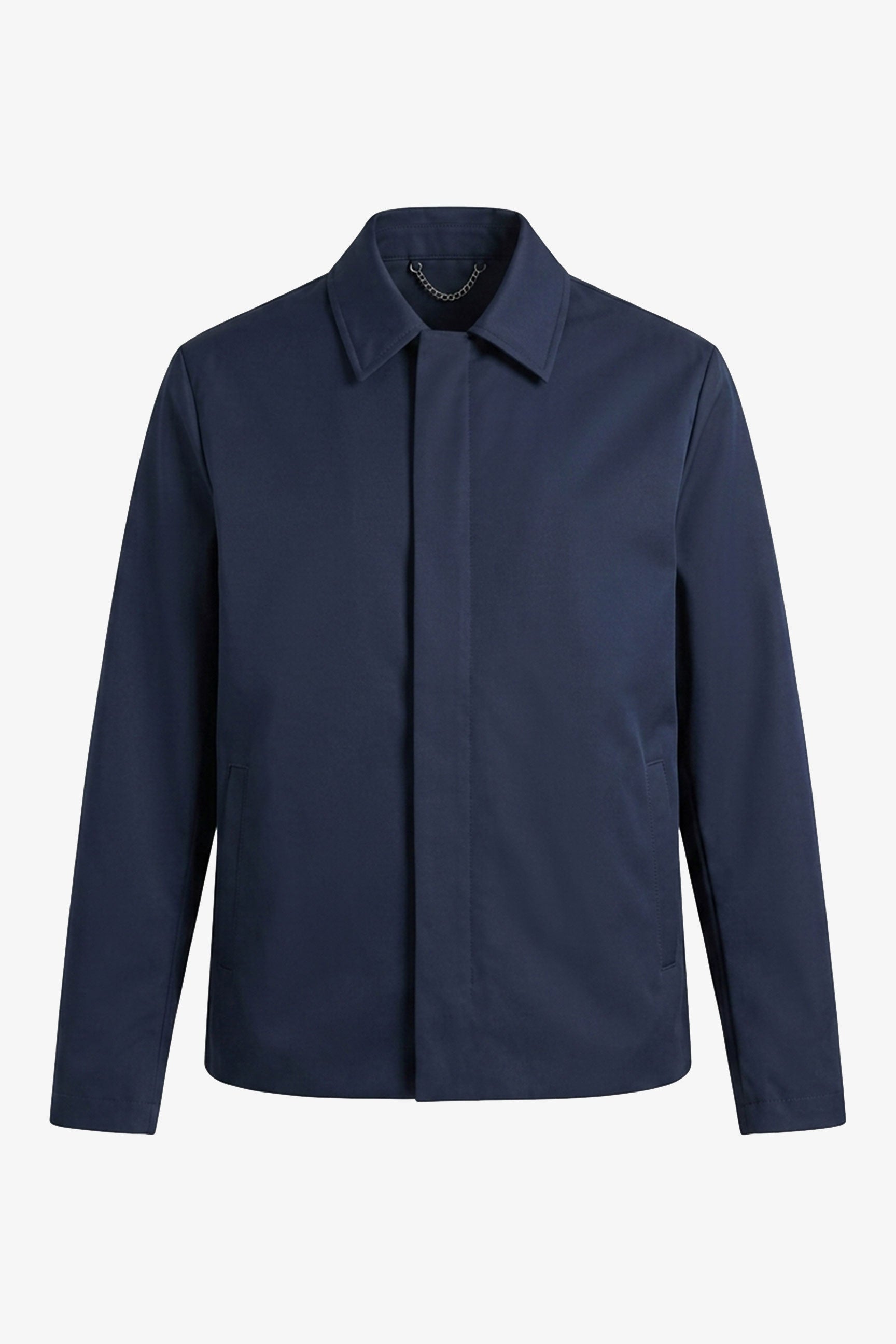 Jaqueta Harrington impermeável masculina azul marinho com gola