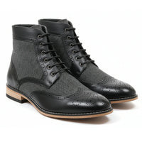 Botas de cano curto estilo brogue com bico de asa para homem
