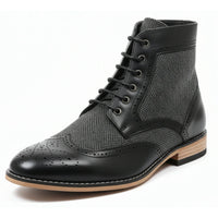 Botas de cano curto estilo brogue com bico de asa para homem