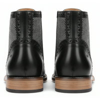 Botas de cano curto estilo brogue com bico de asa para homem