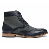 Botas de cano curto estilo brogue com bico de asa para homem